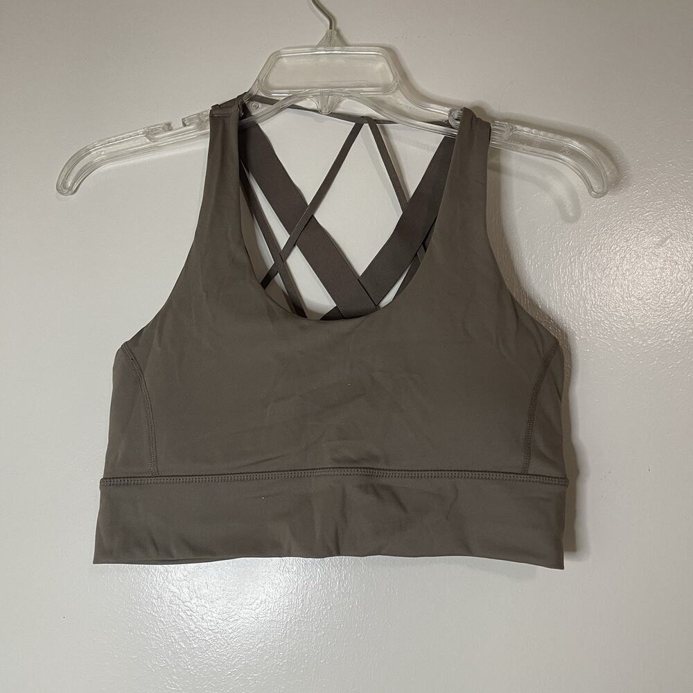 Balance Athletica The Aura Bra Strappy Back Sports Bra tan brown medium padded